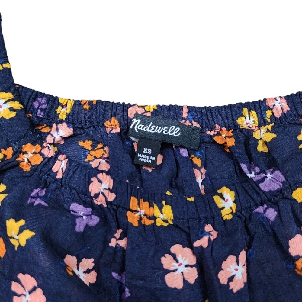 Madewell Smocked Waist Aloha Floral Puff Sleeve Crop Top Size XS - Picture 6 of 6